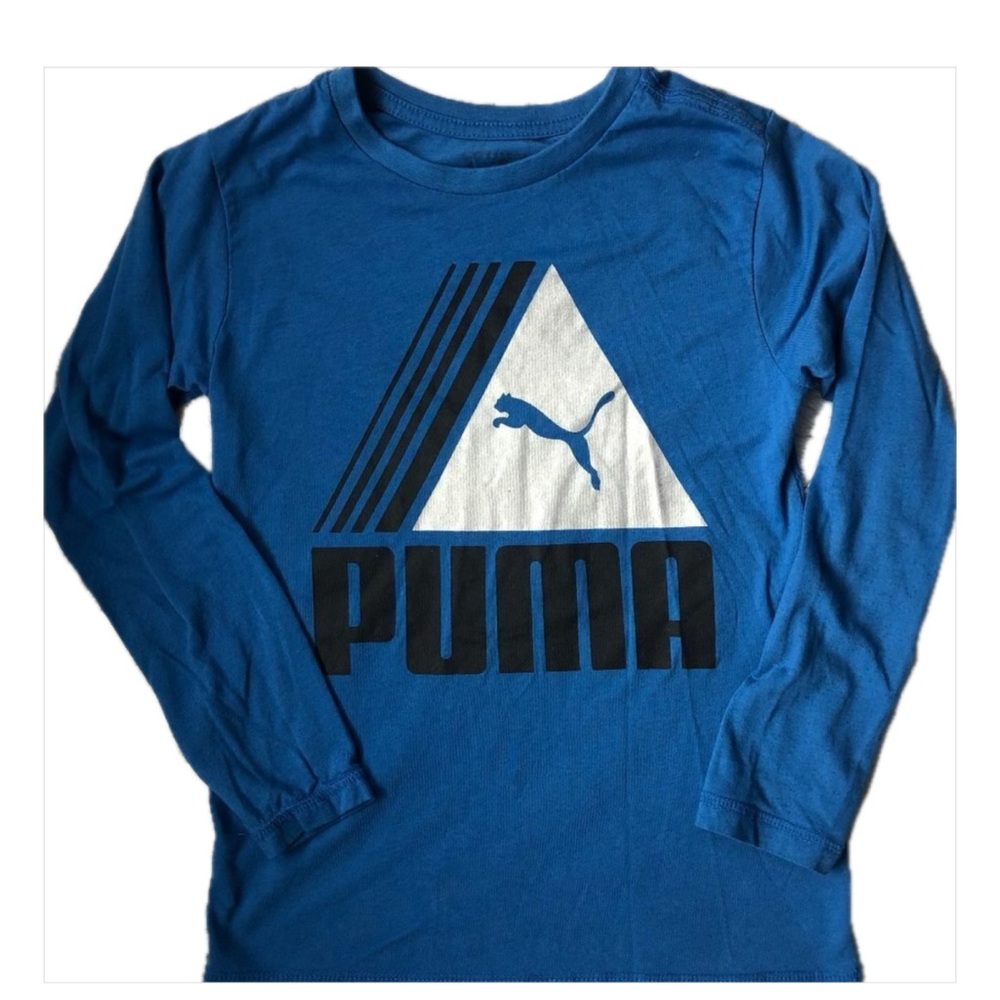 Bright Blue Puma Logo Graphic L/S Tee Size S - Picture 1 of 4